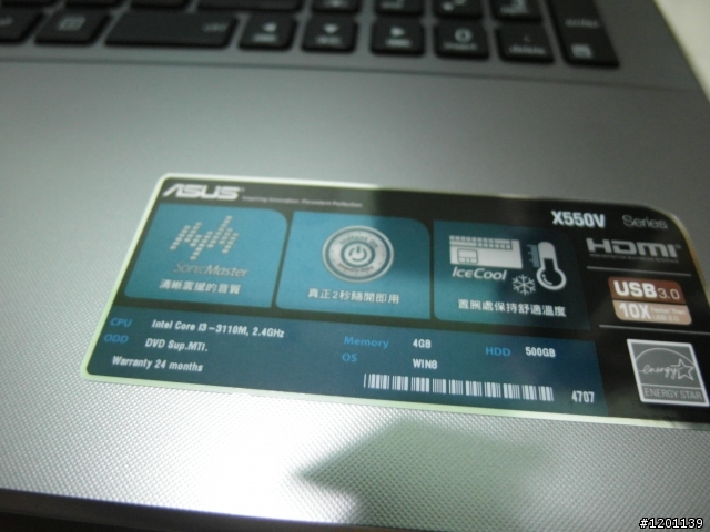 [開箱] ASUS X550VC i3-3110M GT720 2G HDD500GB 5400轉 RAM 8G 1600 Win8