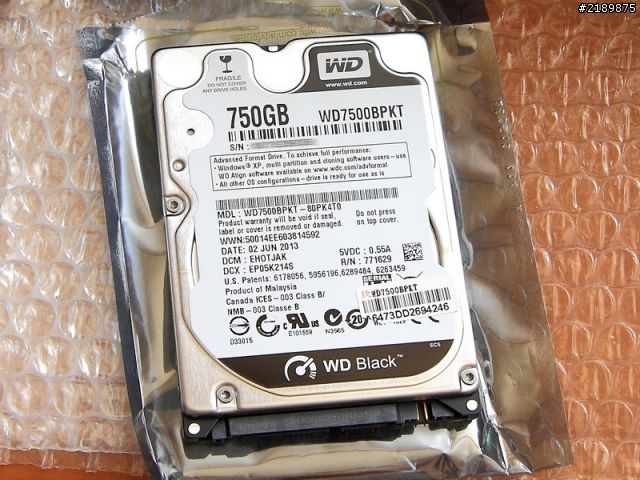 [分享] 筆電換WD 黑標 2.5吋 750G WD7500BPKT簡測