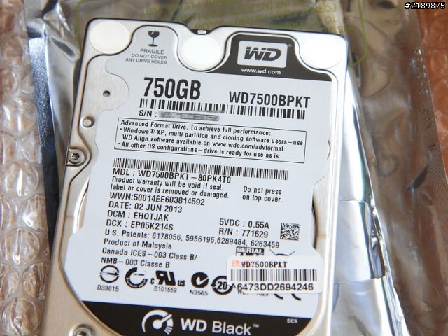 [分享] 筆電換WD 黑標 2.5吋 750G WD7500BPKT簡測