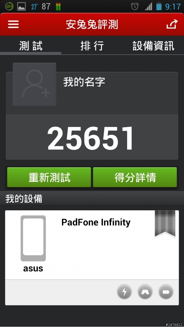 2013-09-06  PadFone Infinity跑分數據
