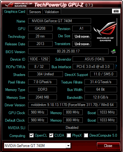 GT740M 64bit笑能測試