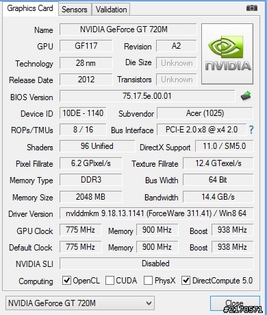 [蓋大樓]目前市面上筆電顯卡GPU-Z截圖