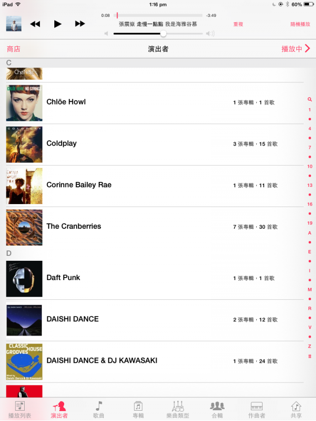 iOS 7 音樂 演出者的圖片不見了