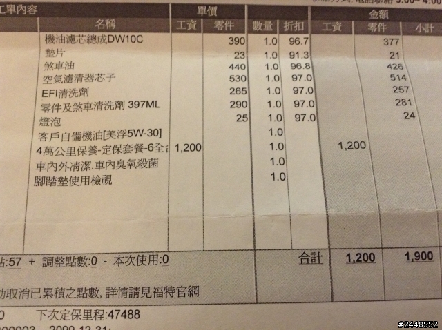 這是我1000~4萬的保養工單 FOCUS MKIII TDCI