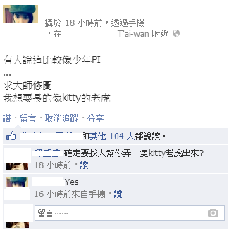 請PS神人幫忙弄支像Kitty的少年PI老虎