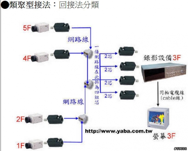 一條雙絞線(網路線)要接4個監視器，水晶頭的雙絞線要如何壓線?