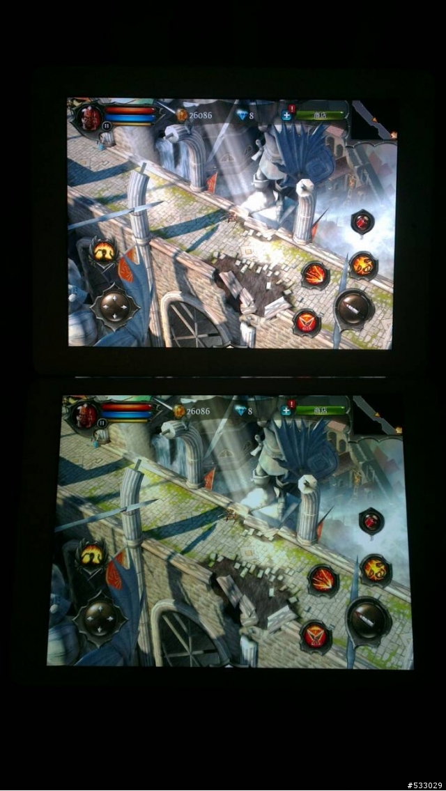 IPAD2(上)與IPAD AIR(下)螢幕色差比較，IPAD AIR明顯偏綠!!!