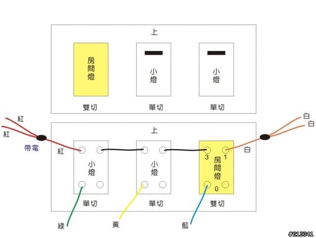 請教電燈開關雙切接法