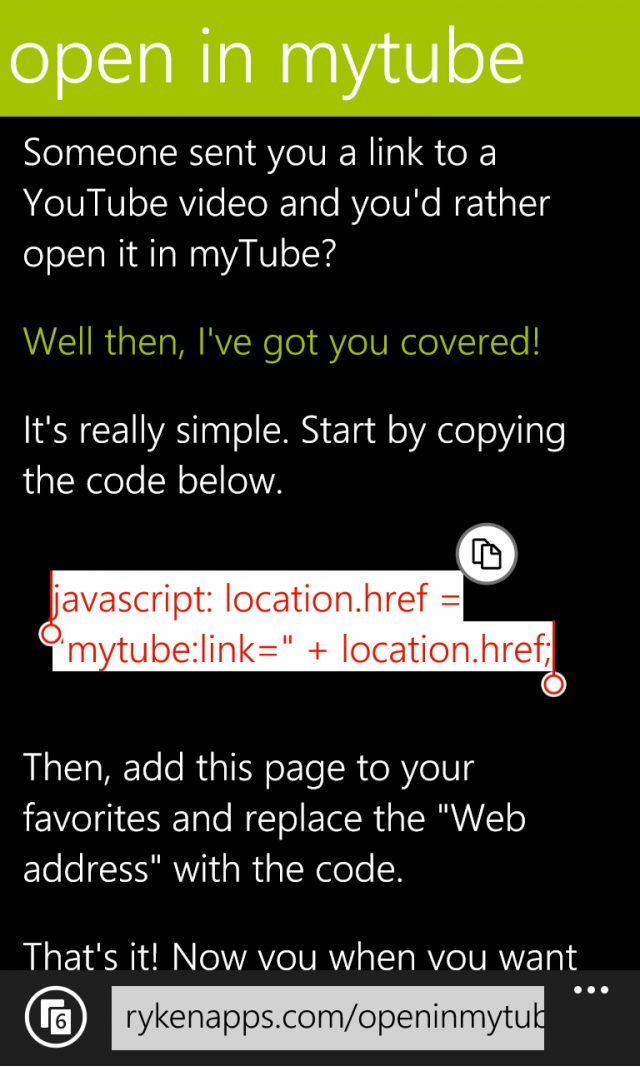 [App] myTube支援將Youtube影片直接從IE呼叫APP打開