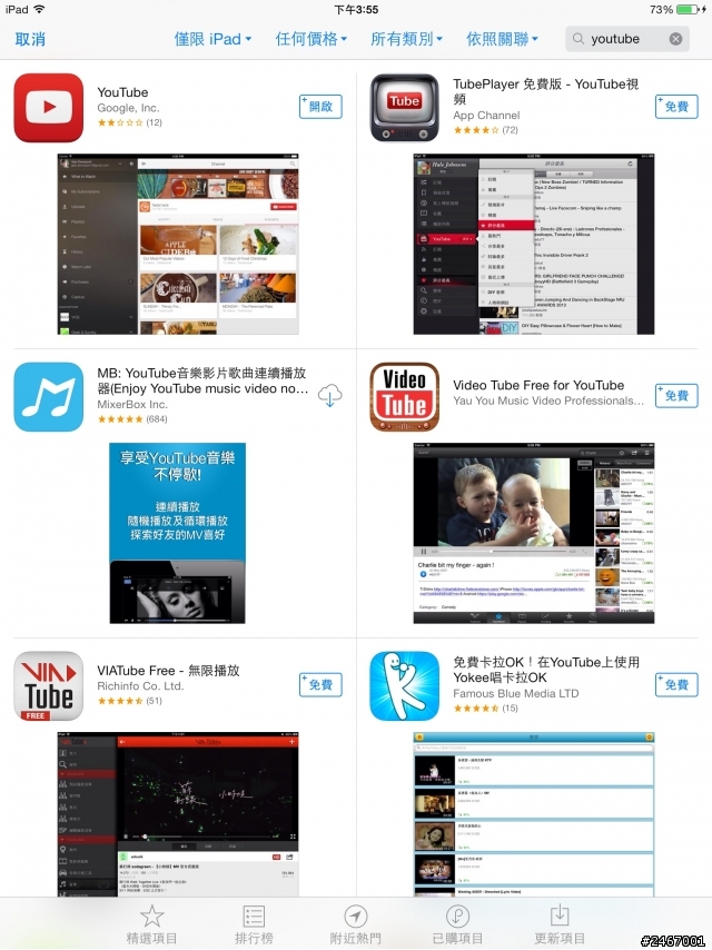 youtube 在 ipad mini R上看不到?