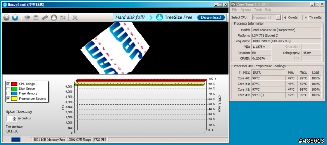 Xeon E5450 + 華碩V60塔型風扇 = 100℃ !
