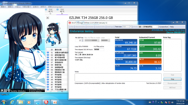 Ezlink T-34 256GB 壽命測試 (2015/3/22更新)~終點。