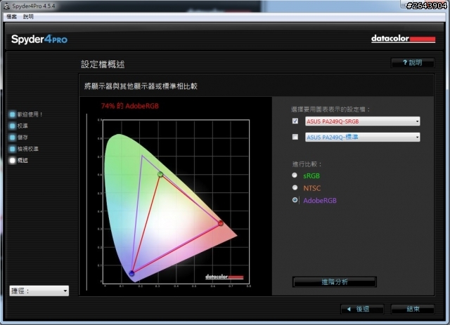 ASUS PA249Q Splendid™影像智慧技術 校色測試結果 with Spyder 4 Pro