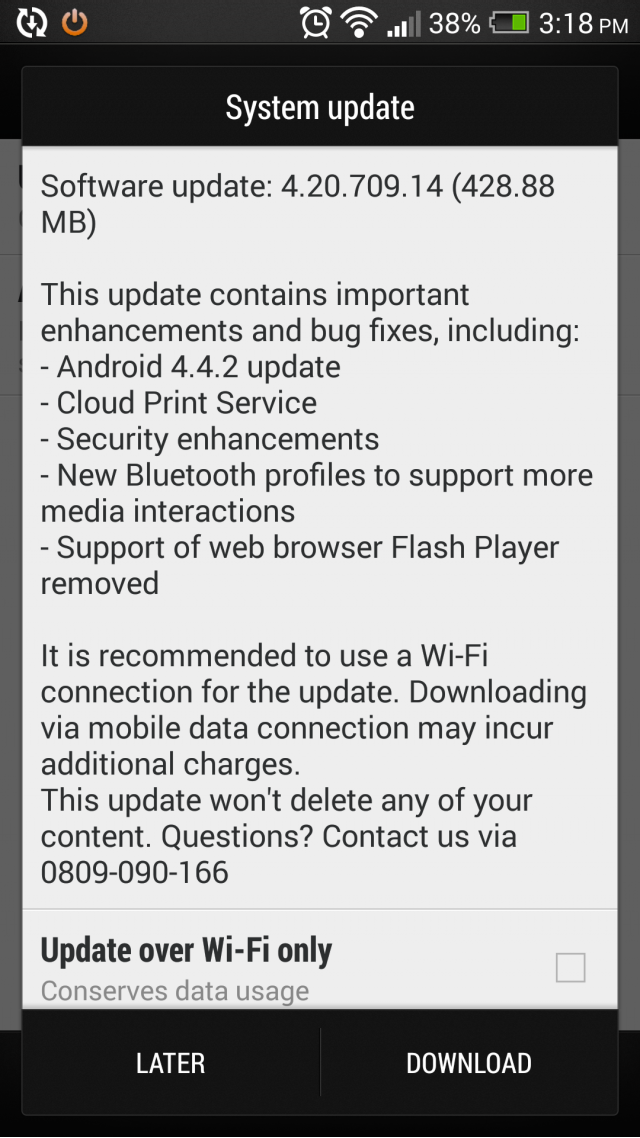 htc new one 更新4.4.2