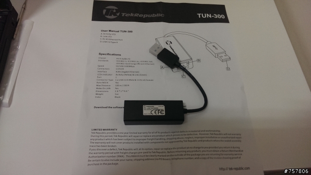 【開箱】TekRepublic USB3.0 高速外接網路卡 TUN300