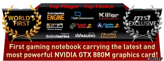 MSI 新一代遊戲筆電獨步全球搭載NVIDIA GTX 800M系列全新頂級獨立顯卡