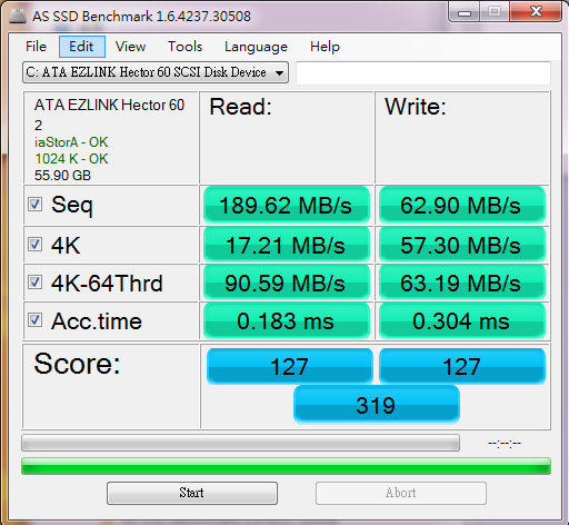 換上EZLINK Achilles-SX 120GB, 似乎沒預期的快.