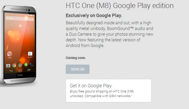 2014 HTC One (M8) Google Play Edition