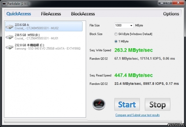 美光 M550 256GB vs M500 240GB 速度比一比