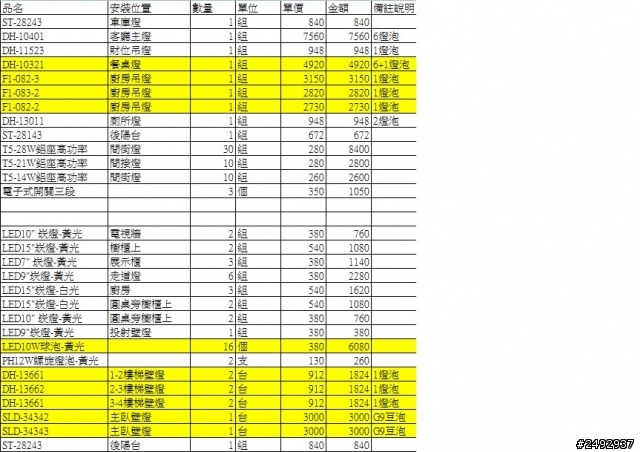燈飾報價