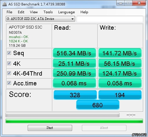 Apotop S3C 128GB SSD 簡測