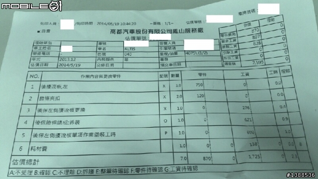 2014 ALTIS Z 後擾流版更換