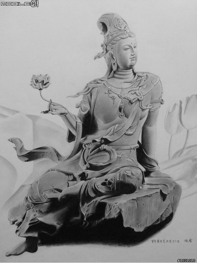 自在觀音素描完成圖