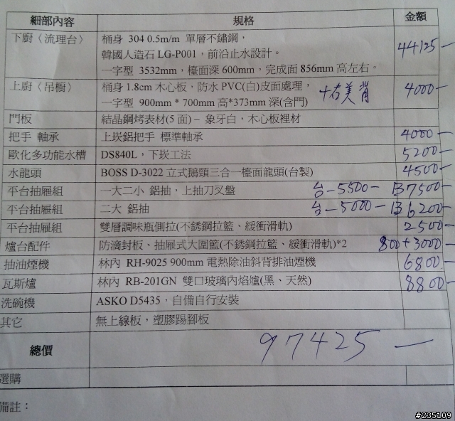 求助-請問廚具報價是否合理?