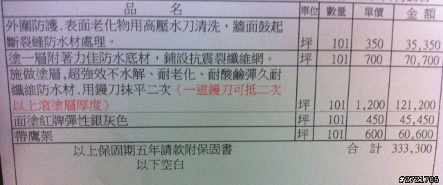 請問這防漏工程估價的價位如何?!