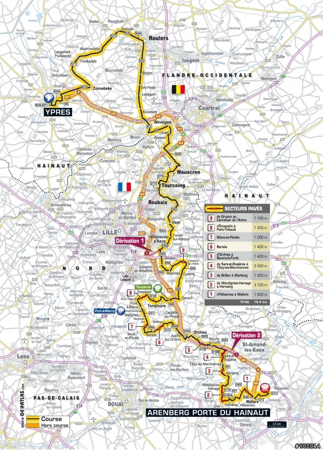 2014 環法大賽 第五站, Ypres (BE) → Arenberg Porte du Hainaut, 155.5公里