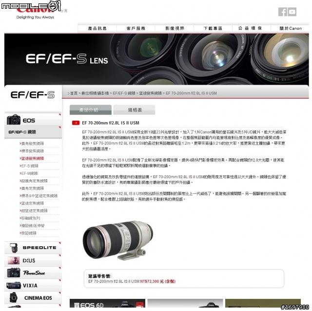 CANON L鏡漲價啦