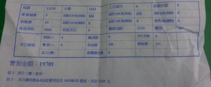 剛剛看到薪水單....有點想哭