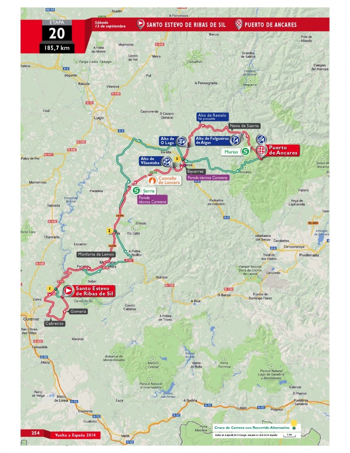 2014 環西班牙大賽 第20站, Santo Estevo de Ribas de Sil → Puerto de Ancares, 185.7公里