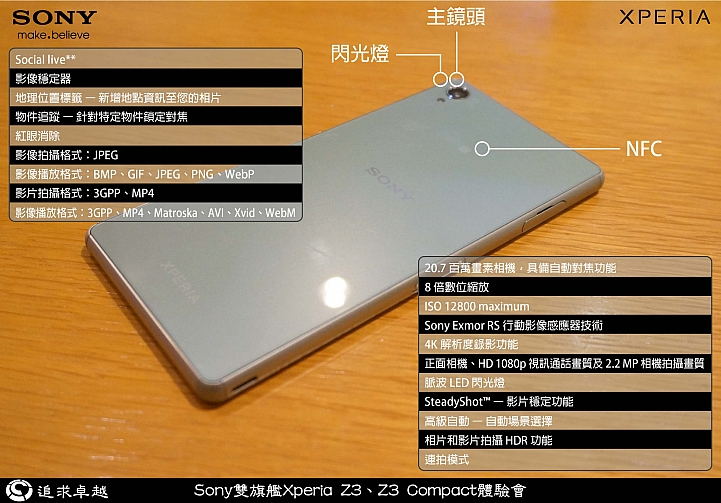 追求卓越-Sony雙旗艦Xperia Z3、Z3 Compact體驗會-台北場