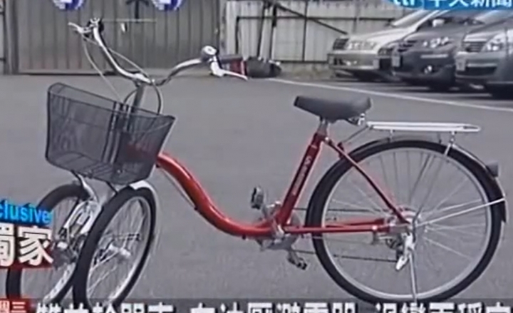 前雙輪後單輪的三輪腳踏車