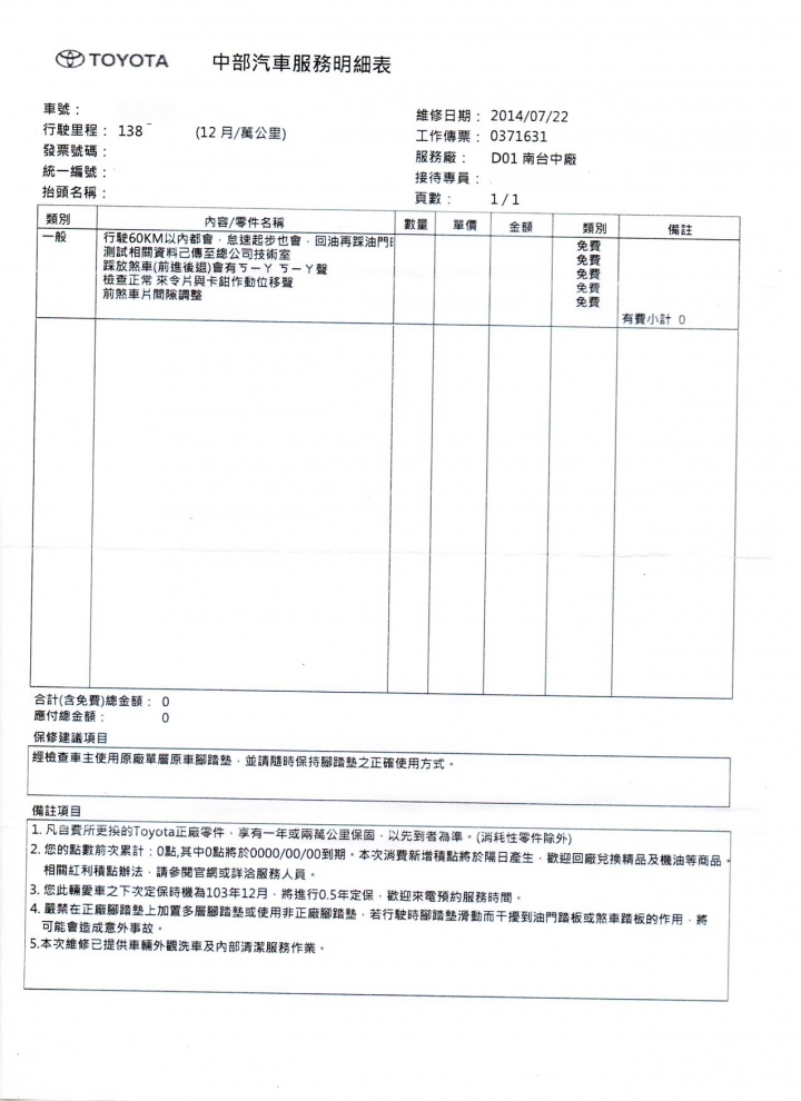 TOYOTA  ALTIS  CVT-i變速箱2014年後出廠的變速箱都會有不正常的摳.摳聲連帶震動!這不是我說了就算.是中部汽車某主管說的!