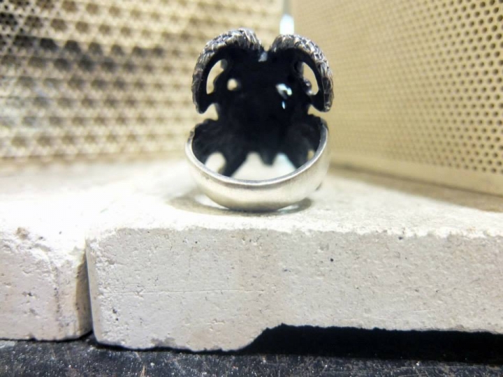 銀飾蠟雕創作日記『山羊神 The Baphomet Skull』925純銀戒指~(･A･)