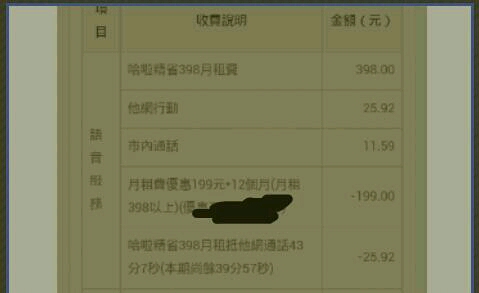 遠傳上網資費200型-範例