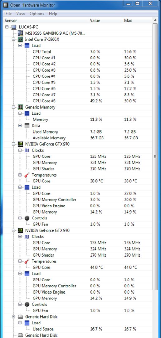 MSI X99S Gaming 9 AC+GTX970 Gaming SLI 暴雪英霸測試