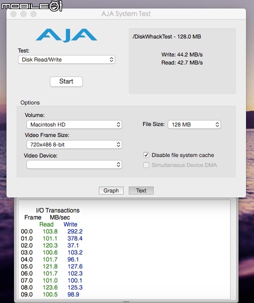 macbook pro更換硬碟後，用aja測試結果....不如預期