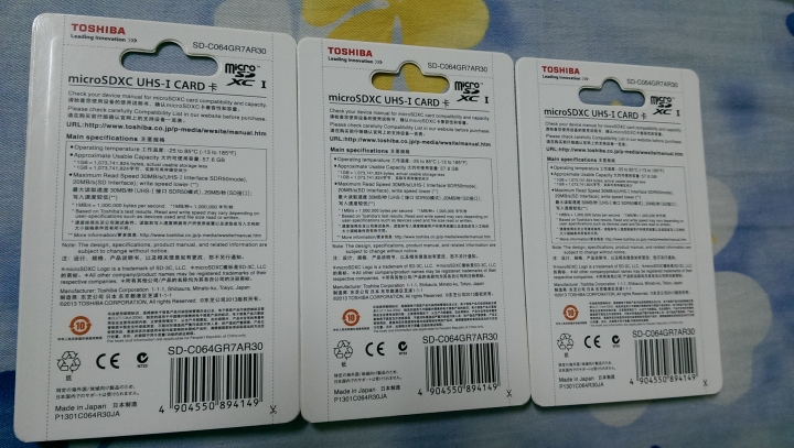 關於TOSHIBA 64GB Micro SD卡 "公司貨" 疑問