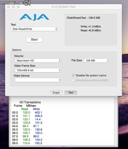 macbook pro更換硬碟後，用aja測試結果....不如預期
