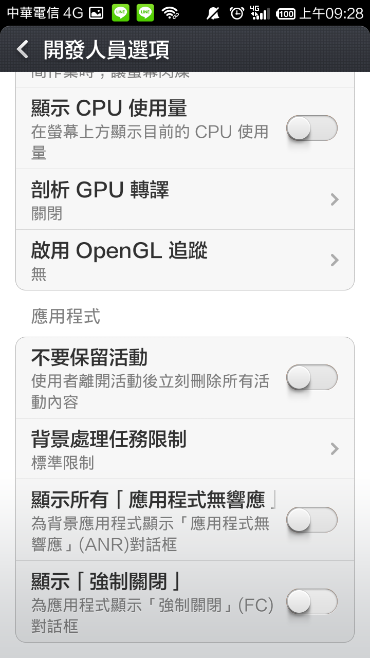 台灣版【紅米Note 4G增強版】開啟-開發人員功能選單, 及Hardware tests