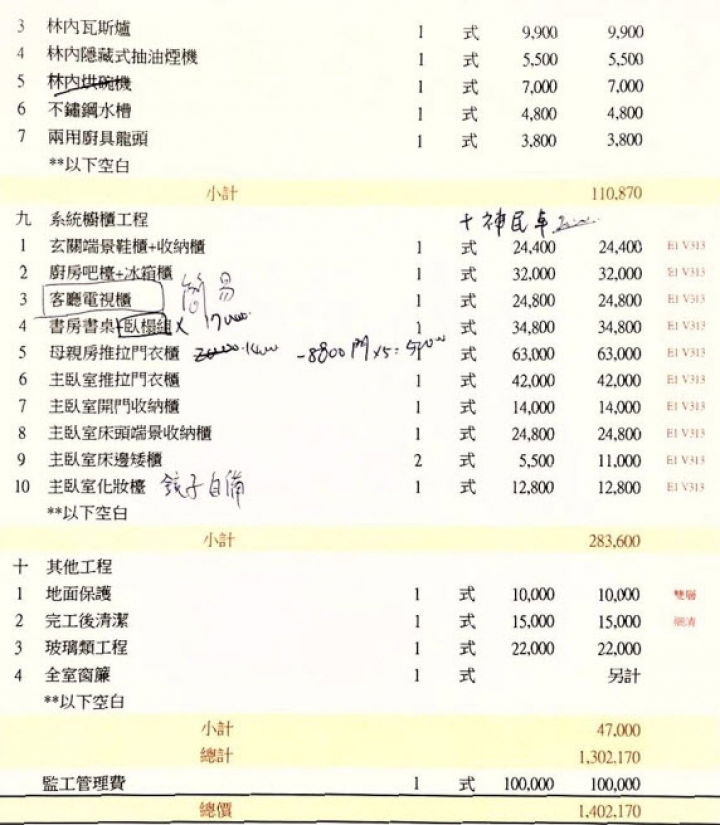 可否幫忙看一下裝潢報價單