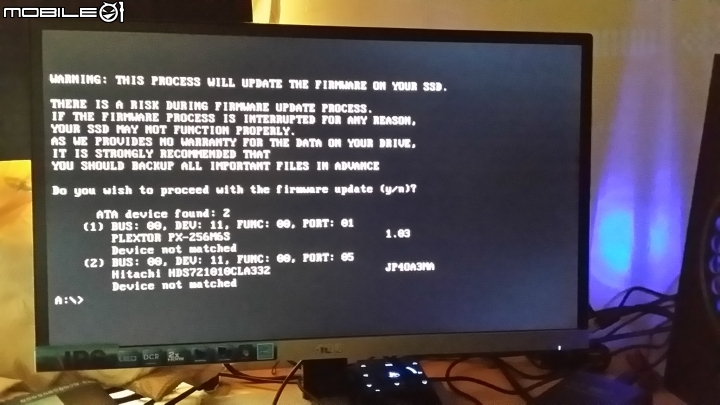 我的Plextor m6s 256G無法升級韌體