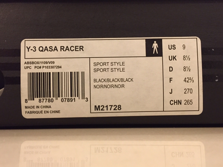 ［ALL BLACK］Y-3 QASA RACER 開箱！