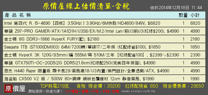 自組電腦預算30K左右(麻煩高手幫看是否需要改善)