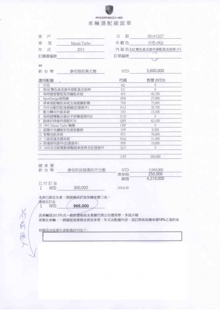 5/8/2015 牽回新車了 --- 我的選配單 我的母老虎快要來了 - Macan TURBO 選配請益 感謝