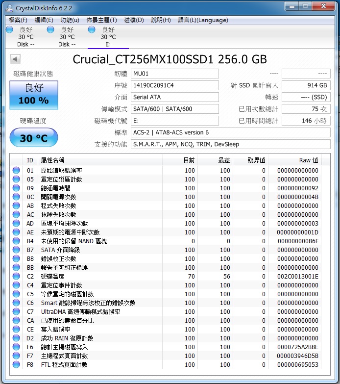 [開箱]超值 Micron 美光 Crucial MX100 256GB 2.5吋SATA3 SSD固態硬碟
