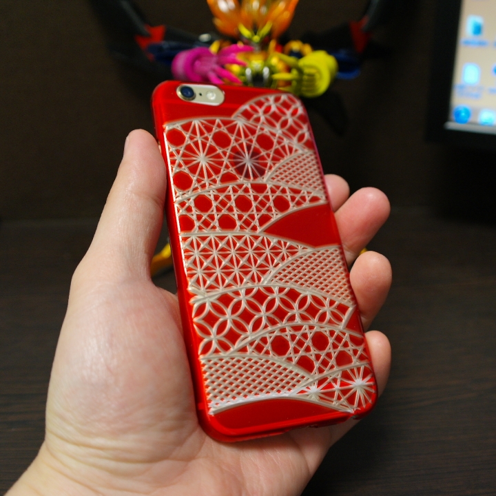 iphone6 Power Support Air Jacket 江戶切子 千代柄茜色